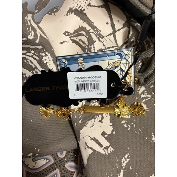 Watson Luxe FOG Fear of God Streetwear Hoodie Large Brown Christ Graphic NWT - Picture 9 of 12